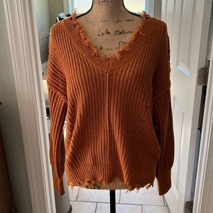 Distressed Orange Sweater